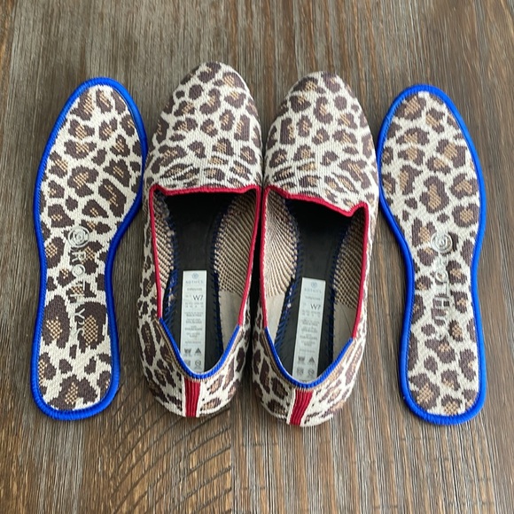 Rothy's Loafer Retired Mocha Spot Animal Leopard Print Round Toe Flat Loafers - Picture 6 of 9